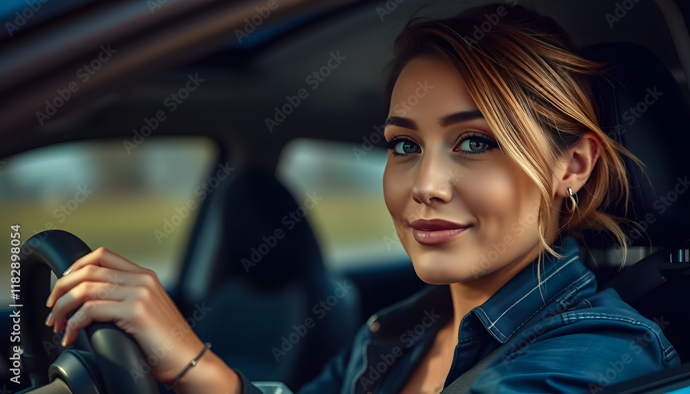 Portrait of female driver, smooth light. isolated with white highlights Portrait of female driver, smooth light. isolated with white highlights