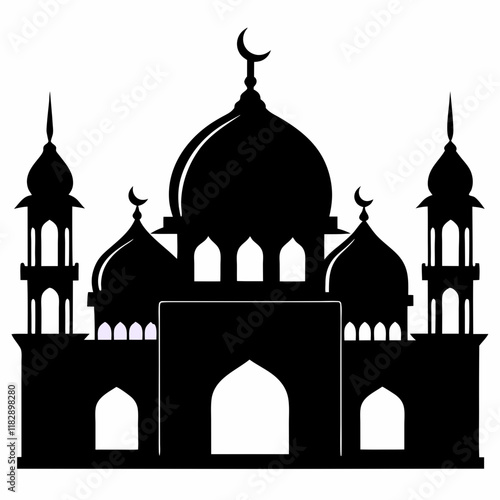 colorful illustration of a mosque silhouette