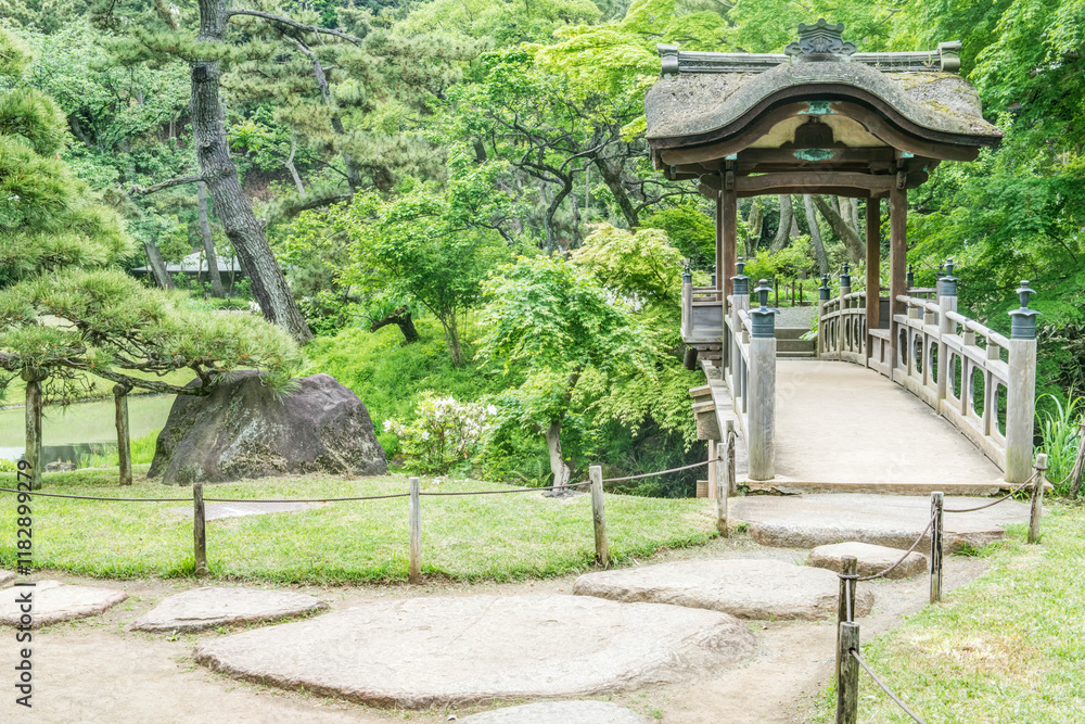 Color stock image of Japan, Yokohama. Sankei-en Garden Color stock image of Japan, Yokohama. Sankei-en Garden