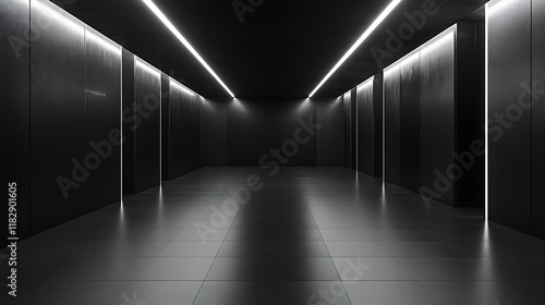 Sleek minimalist interior design modern gallery digital art dark space