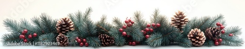Wallpaper Mural Christmas Garland with Pine Branches Red Berries and Pinecones Festive Decoration Torontodigital.ca