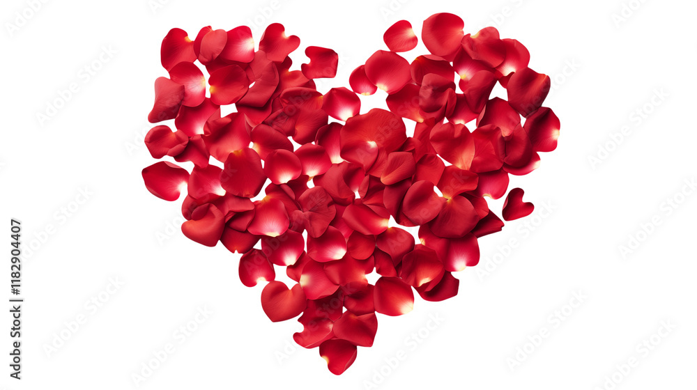 Romantic Red Rose Petals Arranged in Heart Shape for Valentine's Day or Wedding Design transparency background Romantic Red Rose Petals Arranged in Heart Shape for Valentine's Day or Wedding Design transparency background