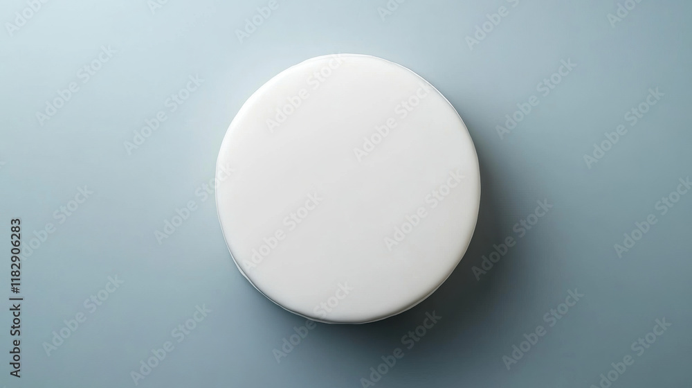 plain white cake sits on smooth surface, perfect for decoration. Its simplicity invites creativity and celebration