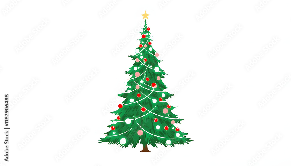 PBIR Christmas Tree 02, one line art. isolated with white highlights PBIR Christmas Tree 02, one line art. isolated with white highlights