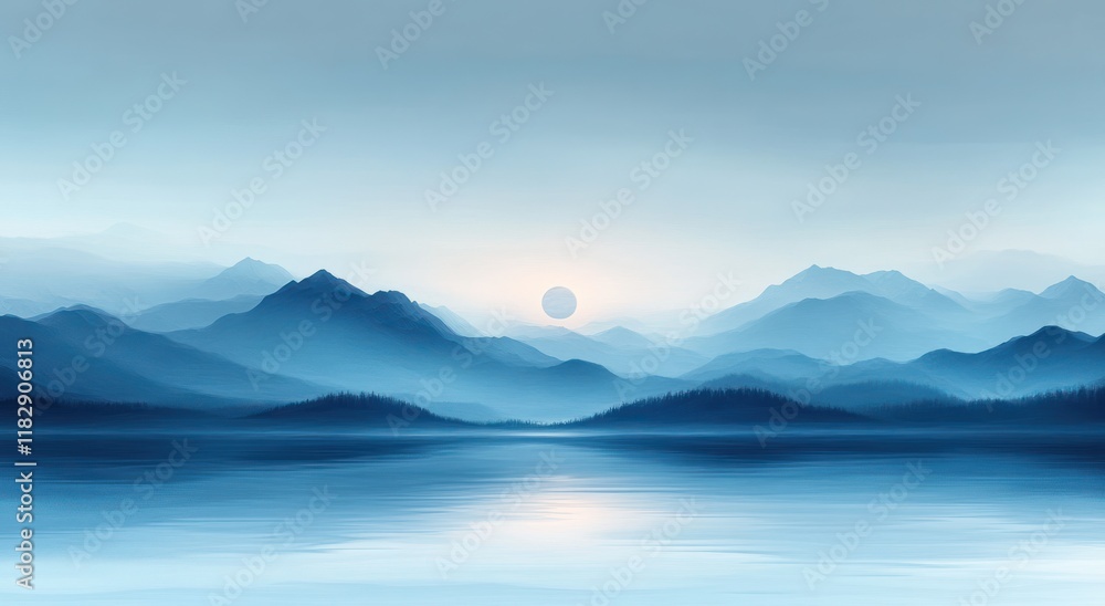 soft blue abstract landscape background illumination minimalist gradient