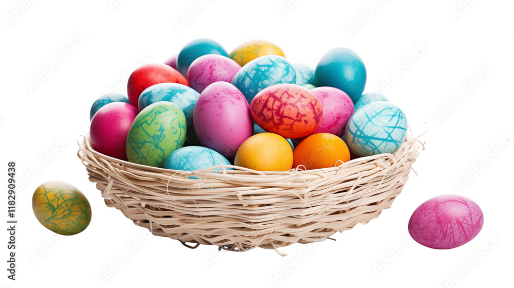 Colorful Easter Eggs in a Nest: Festive Spring Decoration Image transparency background Colorful Easter Eggs in a Nest: Festive Spring Decoration Image transparency background