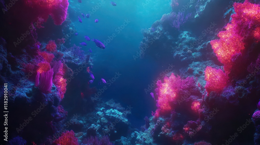 Vibrant coral reef with fish swimming. Vibrant coral reef with fish swimming.