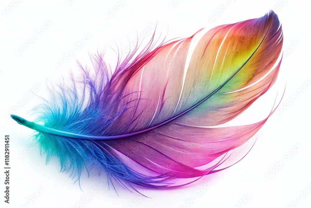 Floating Single Feather, Soft White Background, Long Exposure Photography Floating Single Feather, Soft White Background, Long Exposure Photography