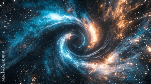 Stunning Cosmic Swirl of Colors in Deep Space with Stars and Nebulae Highlights an Imaginary Universe