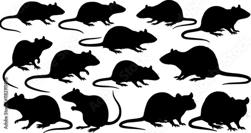 vector set, Silhouettes of rats
