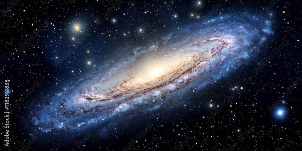 Stunning View of Spiral Galaxy Surrounded by Distant Stars in Deep Space Captured in High Definition