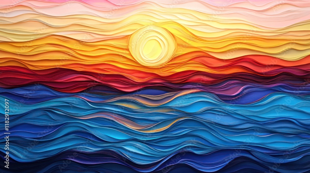 Colorful sunset over wavy ocean. Colorful sunset over wavy ocean.