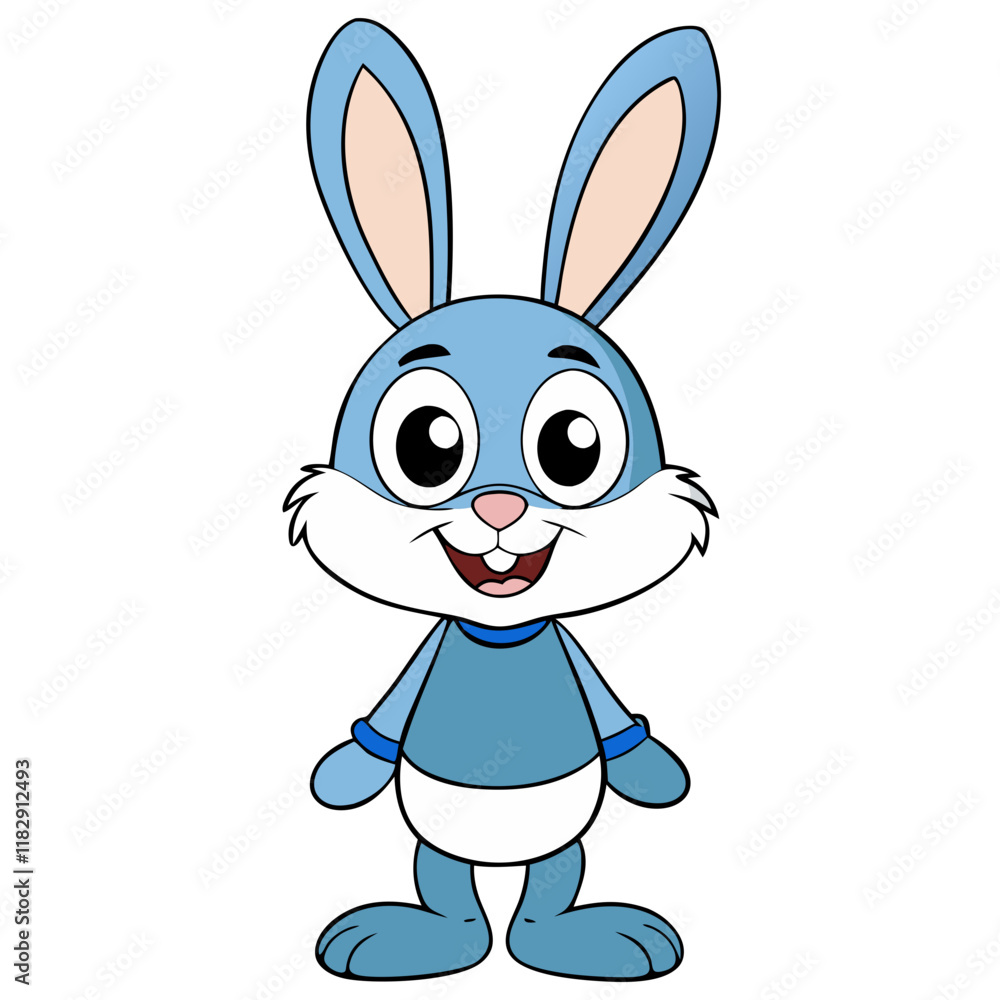 Cheerful cartoon bunny with big eyes, black and white outline for kids. Cheerful cartoon bunny with big eyes, black and white outline for kids.