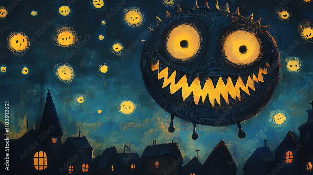 Fototapeta premium A child’s nighttime sky drawing