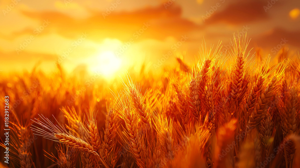 Golden Wheat Field at Sunset: A Serene Landscape Golden Wheat Field at Sunset: A Serene Landscape