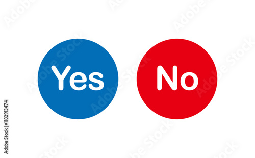 青い円に囲まれたYes（はい）と、赤い円に囲まれたNo（いいえ）のグラフィック素材
