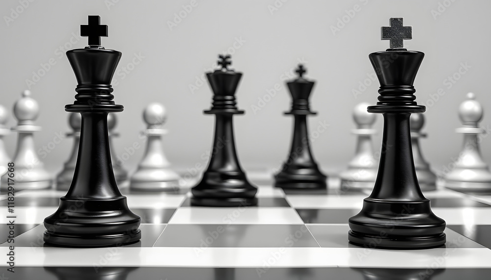 Race discrimination and harassment .Black and white pawns, digital art. isolated with white highlights Race discrimination and harassment .Black and white pawns, digital art. isolated with white highlights