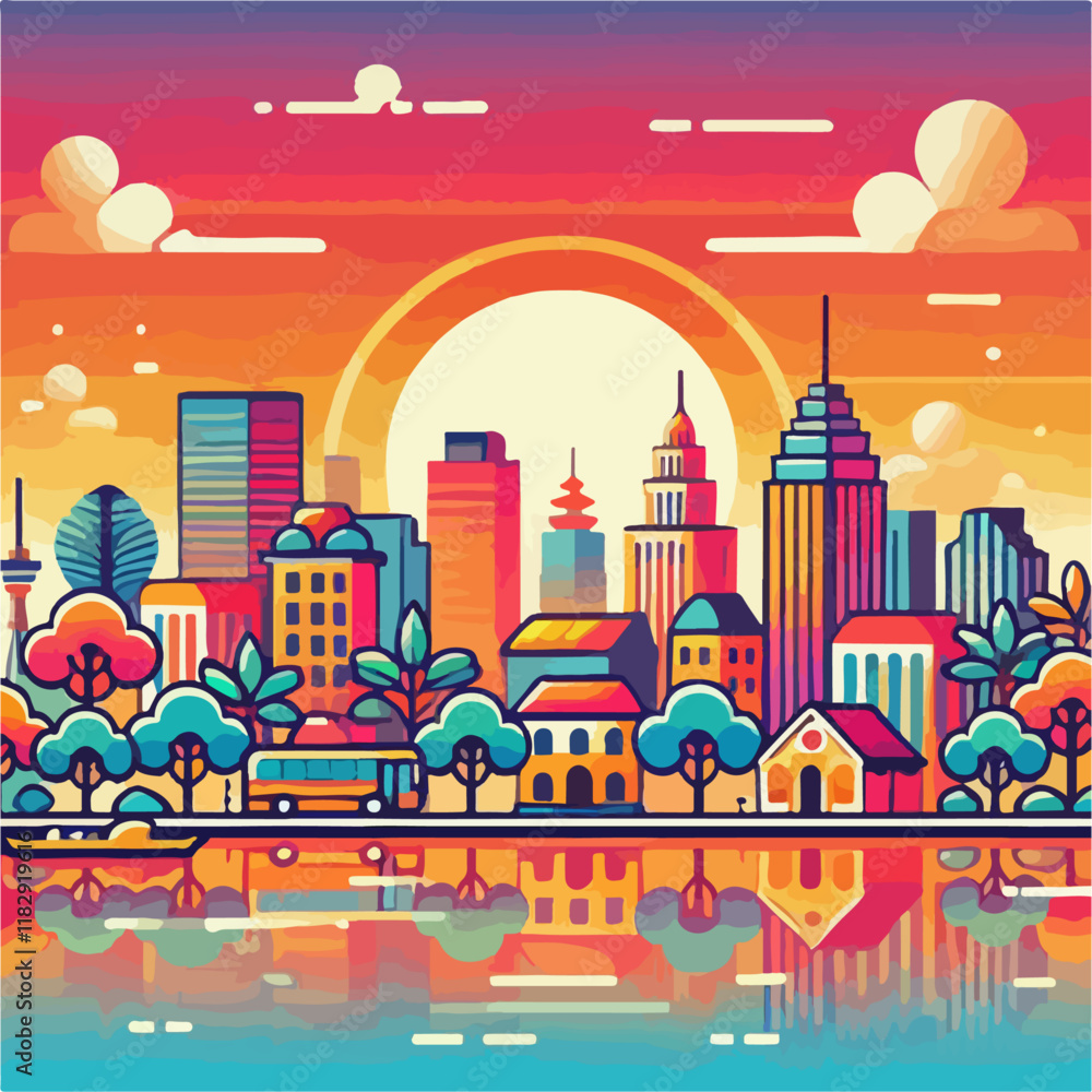 Obraz premium skyscraper vector illustration