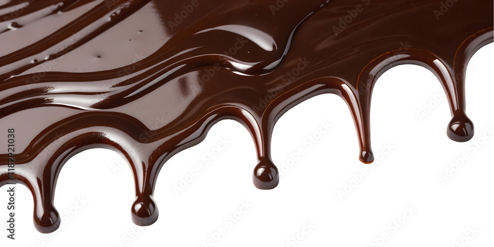melted chocolate dripping on white background melted chocolate dripping on white background