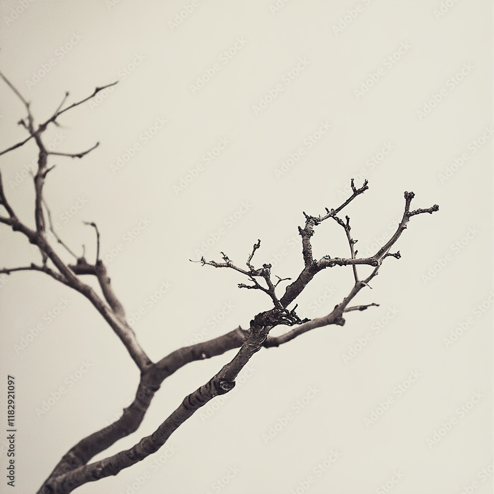Serene Winter Branch: Minimalist Nature Photography Serene Winter Branch: Minimalist Nature Photography