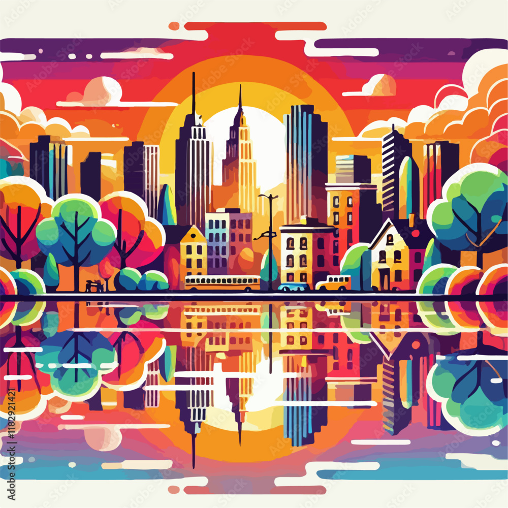Obraz premium skyscraper vector illustration