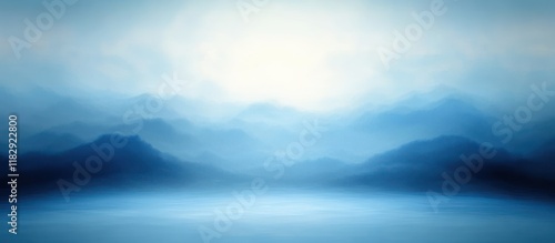 Fototapeta Naklejka Na Ścianę i Meble -  abstract serene soft blue landscape gradient background illumination light studio wall design