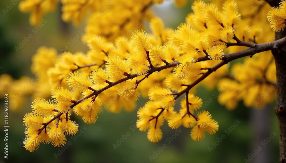 Yellow gingko tree with dried pine needles stuck to its branches, foliage, fresh Yellow gingko tree with dried pine needles stuck to its branches, foliage, fresh
