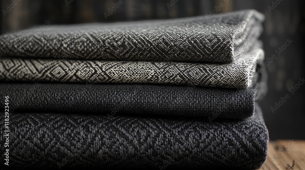 A dark, textured fabric with intricate patterns, creating a sense of depth and sophistication in a minimalist, monochrome setting. A dark, textured fabric with intricate patterns, creating a sense of depth and sophistication in a minimalist, monochrome setting.