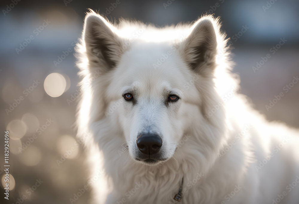 Fototapeta premium berger blanc dog drover white switzerland jump dge german agility joyful sport