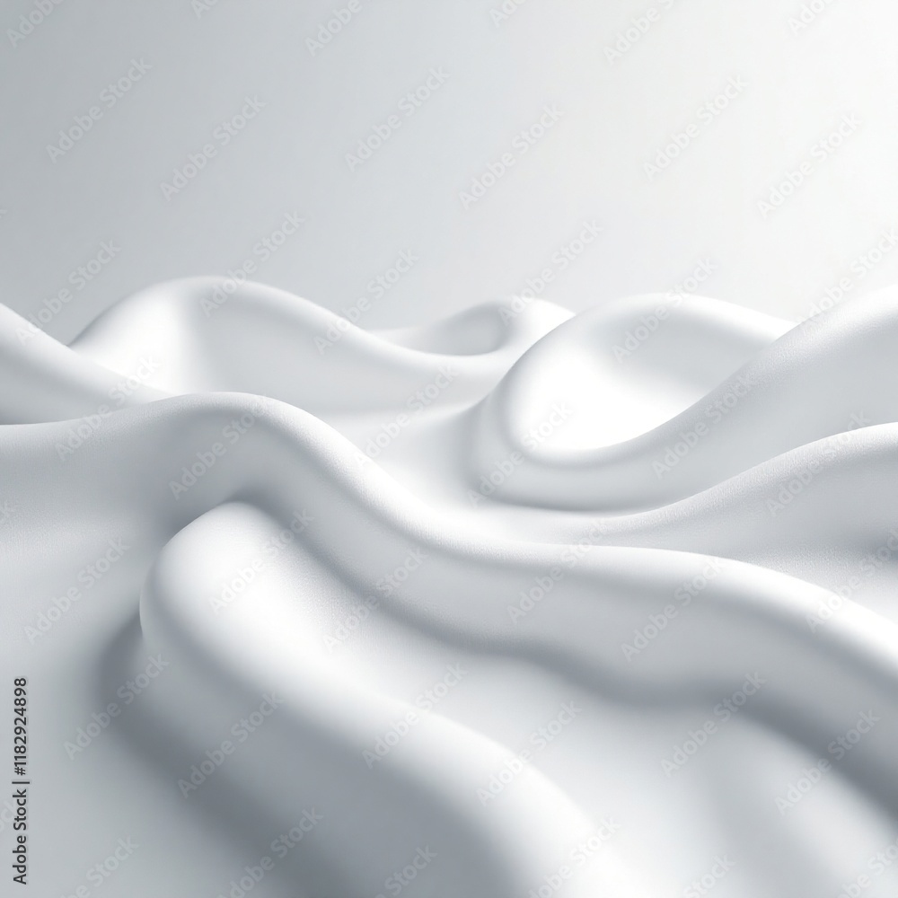 Fototapeta premium Delicate wisps of silk flow across a brilliant white expanse, serene ambiance, white silk, subtle texture