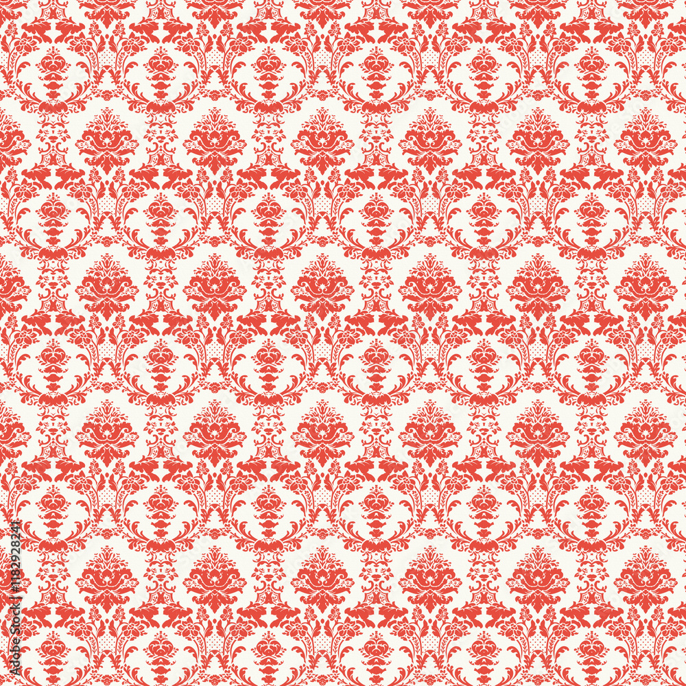 Background paper or fabric, with floral damask and baroque, seamless ornamental pattern Background paper or fabric, with floral damask and baroque, seamless ornamental pattern