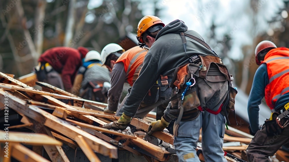 Teamwork in Construction,Hardhat Dedication in Disaster Recovery and Support,Strength and Unity,Disaster Recovery in Action Teamwork in Construction,Hardhat Dedication in Disaster Recovery and Support,Strength and Unity,Disaster Recovery in Action