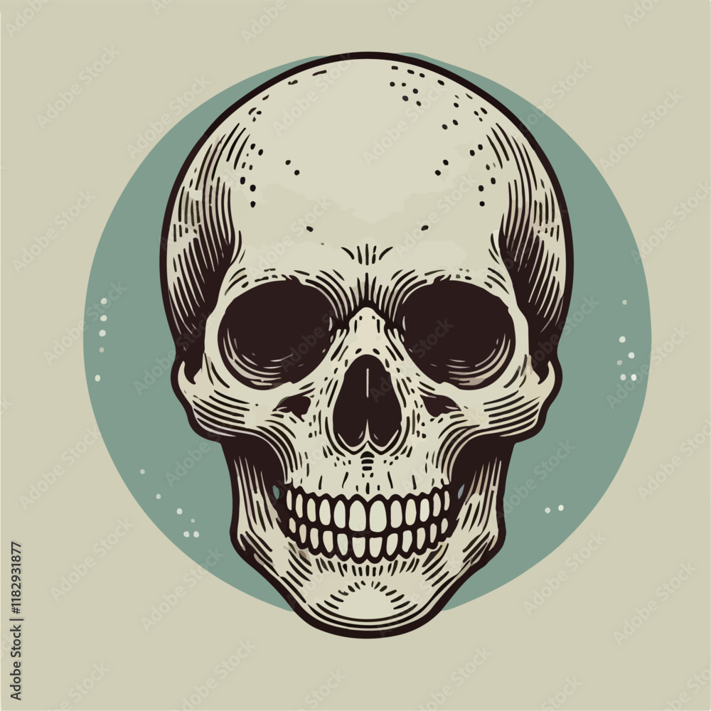 Fototapeta premium skull head and logo vector illustration