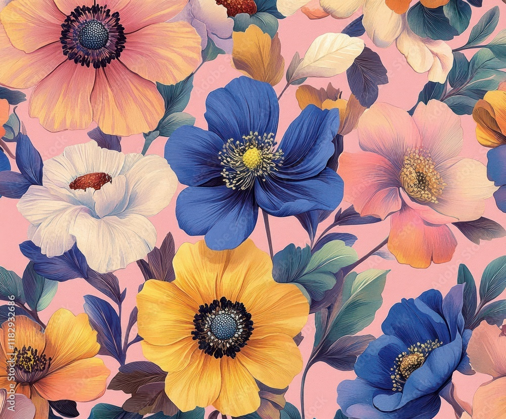 custom made wallpaper toronto digitalSeamless Tropical Floral Pattern Watercolor Illustration Hibiscus Orchid Jasmine Camellia Azalea Botanical Wallpaper