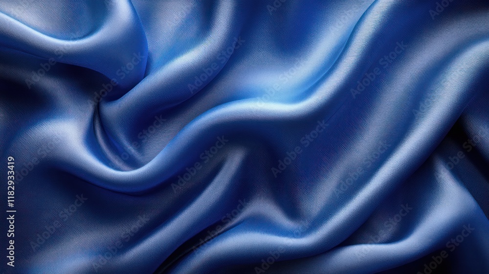 Fototapeta premium Flowing Blue Silk Fabric with Deep Shadows and Highlights in Hyperrealism Style
