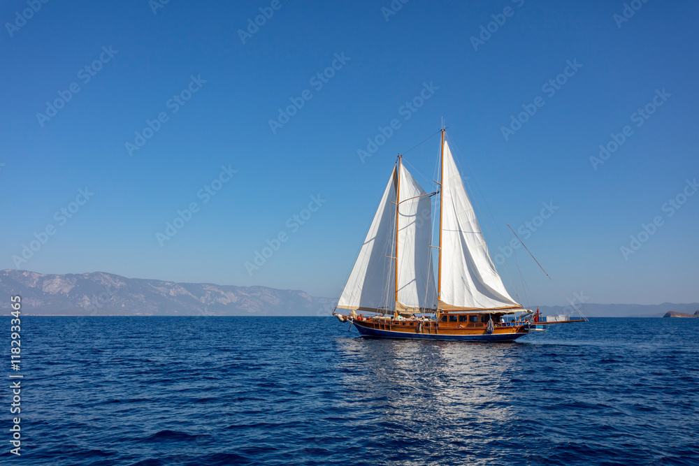 Gulet sailboat in Gokova Bay, Turkey