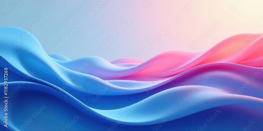 Obraz premium Abstract Pastel Blue and Pink Waves A Smooth, Elegant, and Serene Background