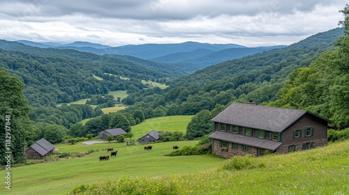 Wallpaper Mural Rural Farmhouses Nestled in Appalachian Valley Landscape Torontodigital.ca