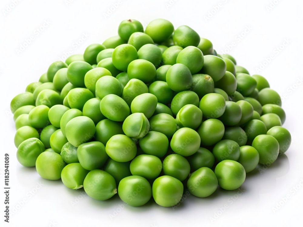 Fresh Green Peas Isolated on White Background - Perfect for Food Blogs and Recipes Fresh Green Peas Isolated on White Background - Perfect for Food Blogs and Recipes