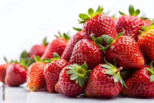 Fresh Juicy Strawberries Isolated on White Background - Perfect for Food Photography & Design