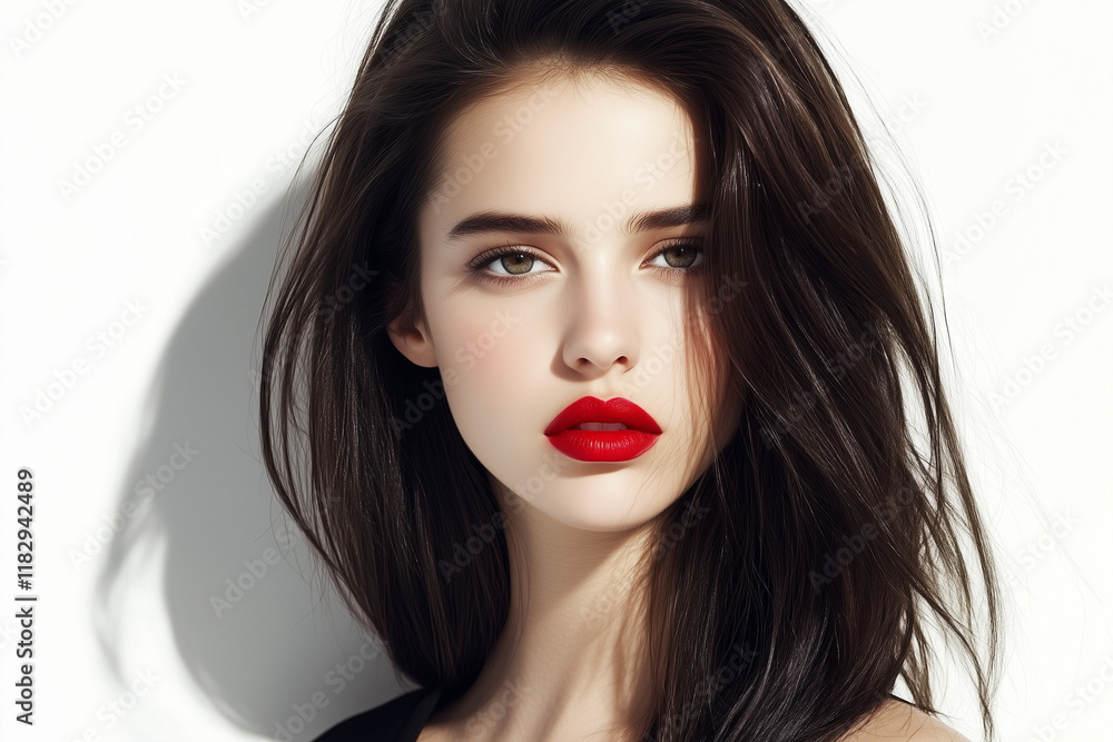 Jeune femme glamour, fond blanc