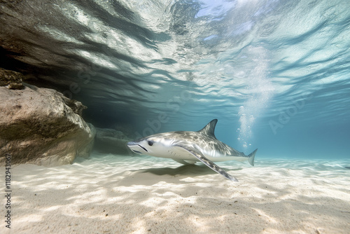 Raie nageant dans un lagon photo