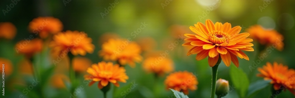 Bright orange chrysanthemum blooms in a serene garden, flower, chrysanthemum Bright orange chrysanthemum blooms in a serene garden, flower, chrysanthemum