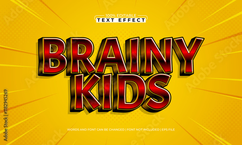 brainy kids editable text effect with a smart and funny text style