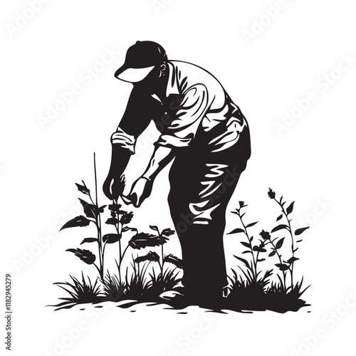 gardener working with the plant