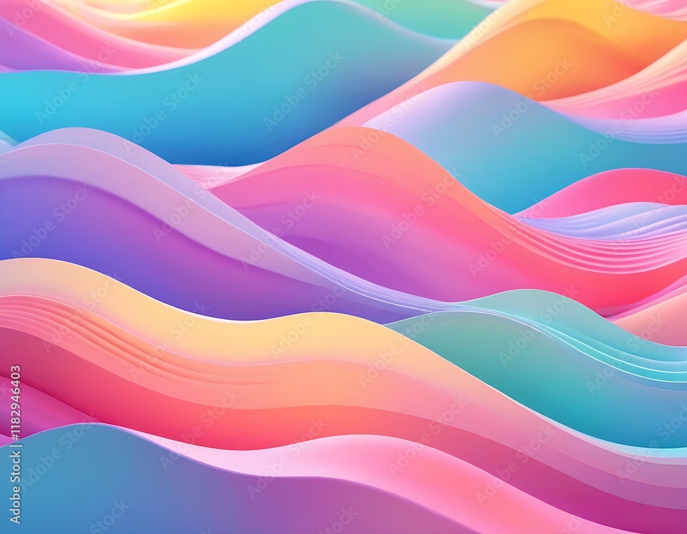 Obraz premium vibrant abstract waves in bright pastel colors with gradient lights