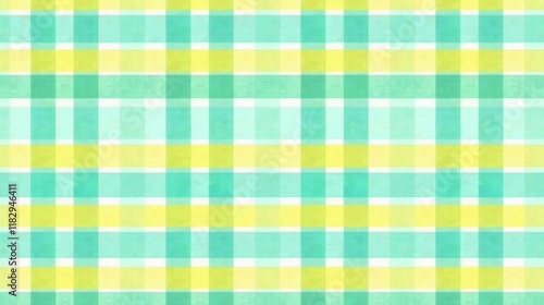 Seafoam and Lemon Plaid Fabric Texture A Seamless Repeating Pattern Ideal for Backgrounds and Design Projects