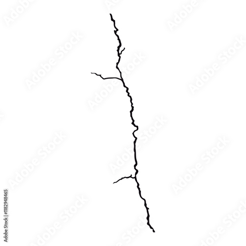 Fotografie Split lines in the concrete or large fissures in the wall on a white background