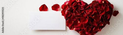 Wallpaper Mural A heart shape made of red rose petals with a blank card for messages or notes. Torontodigital.ca