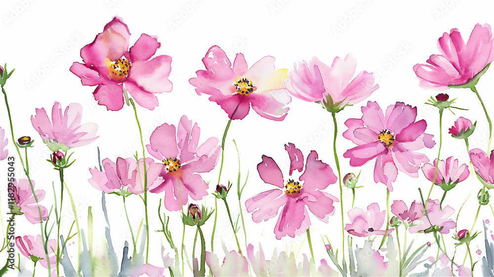 Flowers frame and pattern in water colour art version 3 Flowers frame and pattern in water colour art version 3